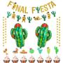 Green Cactus Cake Toppers Banner mexican party decorations supplies