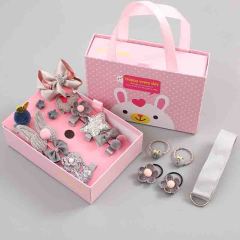 Girls flower hairpin hair clip glitter crown elastic hairband box pack