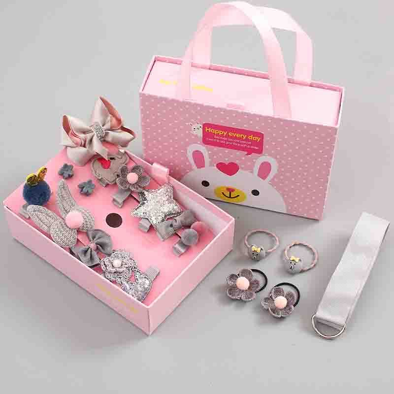 Girls flower hairpin hair clip glitter crown elastic hairband box pack Girls flower hairpin hair clip glitter crown elastic hairband box pack