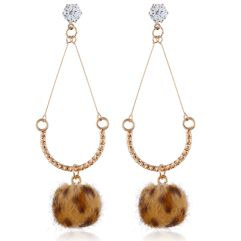 wholesale pom pom crystal women long winter artificial fur ball earring