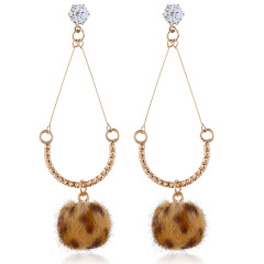 wholesale pom pom crystal women long winter artificial fur ball earring
