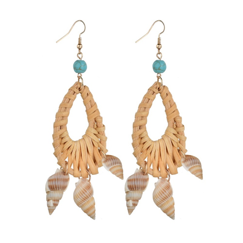 Customized personalized fashion design sea shell and bamboo earrings hoops for women Customized personalized fashion design sea shell and bamboo earrings hoops for women