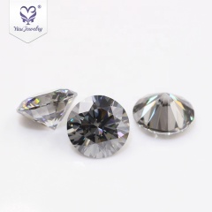 Natural gary black diamond 6mm 0.8 carat round shaped jewelry moissanite