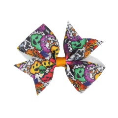 Children's pumpkin bat pattern halloween costumes kids girls mini metal hair clips hair bow alligator clips