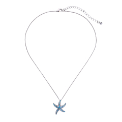 New fashion women jewelry customized blue and red starfish diamond initial necklace