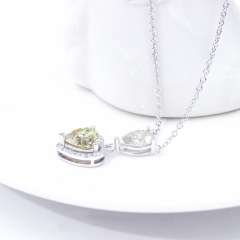 925 sterling silver gold plated yellow moissanite diamond heart pendant necklace