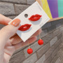 Fashion statement jewelry bling sequin pearl red lips kiss drop earrings for women Fashion statement jewelry bling sequin pearl red lips kiss drop earrings for women