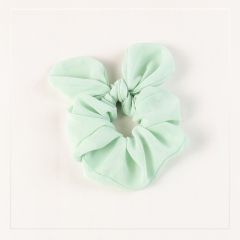 Wholesale fashion customized human solid color rabbit ear chiffon hair scrunchies for girls