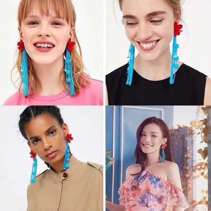 2020 INS Amazon Hot sale india bohemia tassel seed bead earring for women