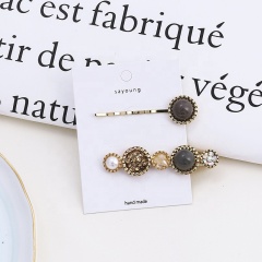 Vintage pearl sweet temper diamond hair clip set types of barrettes for girls