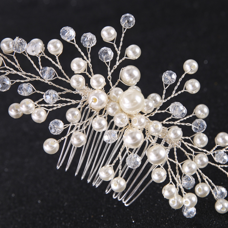 Luxury silver pearl crystal  hair accessories wedding bridal hair combs