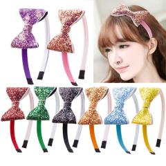 2020 fashion decor girl bow knot glitter bling hair hoop baby girl bow headband