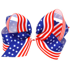 American flag style red and blue bows knot hair clips for girls hair accessories