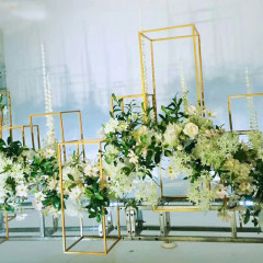 custom Gold metal Road Lead stage showwindow display wedding square 4sets flower stand custom Gold metal Road Lead stage showwindow display wedding square 4sets flower stand