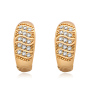 Women trendy cubic zircon plated gold fashion copper hoop round earrings