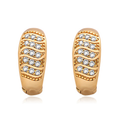 Women trendy cubic zircon plated gold fashion copper hoop round earrings