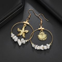 2019 New design geometric dangle sea shell long hoop earrings for women