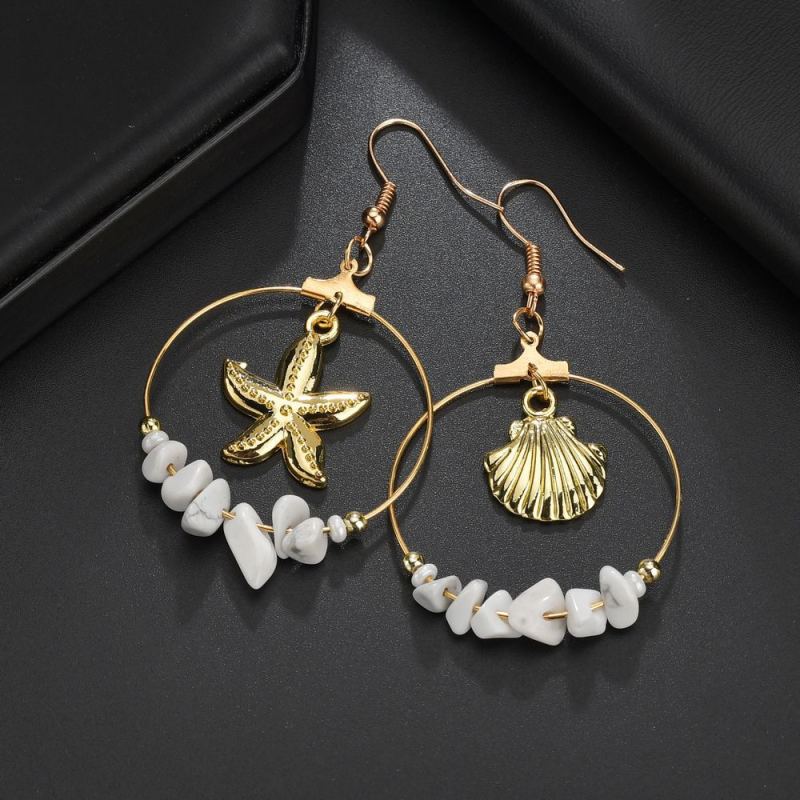 2019 New design geometric dangle sea shell long hoop earrings for women 2019 New design geometric dangle sea shell long hoop earrings for women