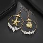 2019 New design geometric dangle sea shell long hoop earrings for women 2019 New design geometric dangle sea shell long hoop earrings for women