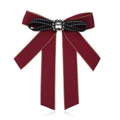 custom jewelry lovely girls pearl rhinestone fabric bowknot brooch for women