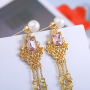 Wholesale fashion alloy silver crystal rhinestone long elegant tassel earrings Wholesale fashion alloy silver crystal rhinestone long elegant tassel earrings