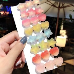wholesale fashion teenagers candy colors pentagram heart hair clips for girls