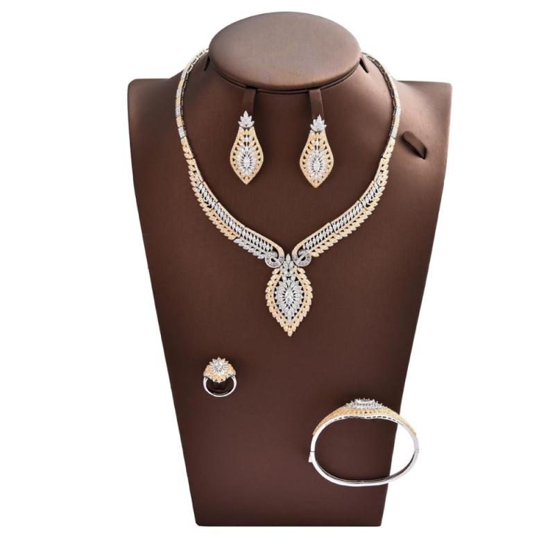 many designs fashion aaa copper Bridal wedding earrings bracelet zircon luxury jewelry set