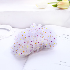 wholesale polka dot pleated cute lady silk yarn organza hair clip for girls