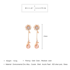 Sunflower shaped crystal diamond latest design dangle earring