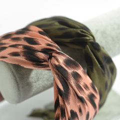 Print leopard Bunny Ears Bowknot Hair Accessories Cloth Wrapped women hair hoops