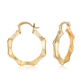 Wholesale copper polygon hoop plating 18k gold fashion women bamboo earrings Wholesale copper polygon hoop plating 18k gold fashion women bamboo earrings