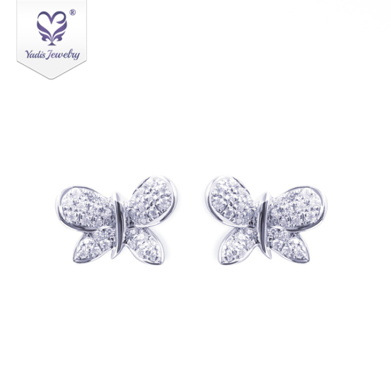 14K 18k jewelry beaded Teardrop Dangle charm butterfly Moissanite stu Diamond earring