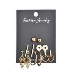 European and American popular triangle round pendant eardrop female earrings set