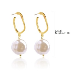 Amazon hot traditional vintage imitation natural irregular baroque hanging pearl earrings for female