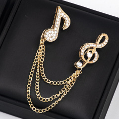 2020 INS amazon korean alloy rhinestone corsage double mens brooch chain for man suite with chain