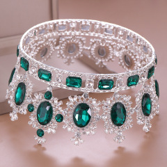 wholesale korea red Alloy Handmade Wedding Bridal round tall colorful pageant crowns