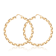 Wholesale vintga square tube 18k gold plated twisted women circle hoop earrings