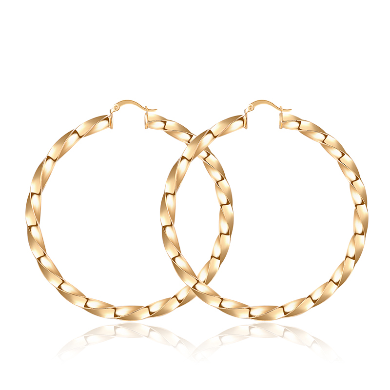 Wholesale vintga square tube 18k gold plated twisted women circle hoop earrings Wholesale vintga square tube 18k gold plated twisted women circle hoop earrings
