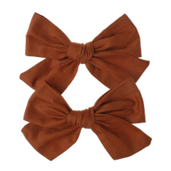 Amazon top selling pure color grid fabric bowknot kids hair clips for girls