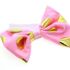 1PC Printed gold wave point bows hairband baby girls headband hair accessories