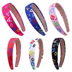 Women Hair Hoop Alphabet Print Headbands Kids Hair Bands Hair Accessories Ladies Headband