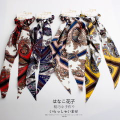 Bulk custom fancy girls hair accessories long ribbon scarf scrunchies for hair Bulk custom fancy girls hair accessories long ribbon scarf scrunchies for hair