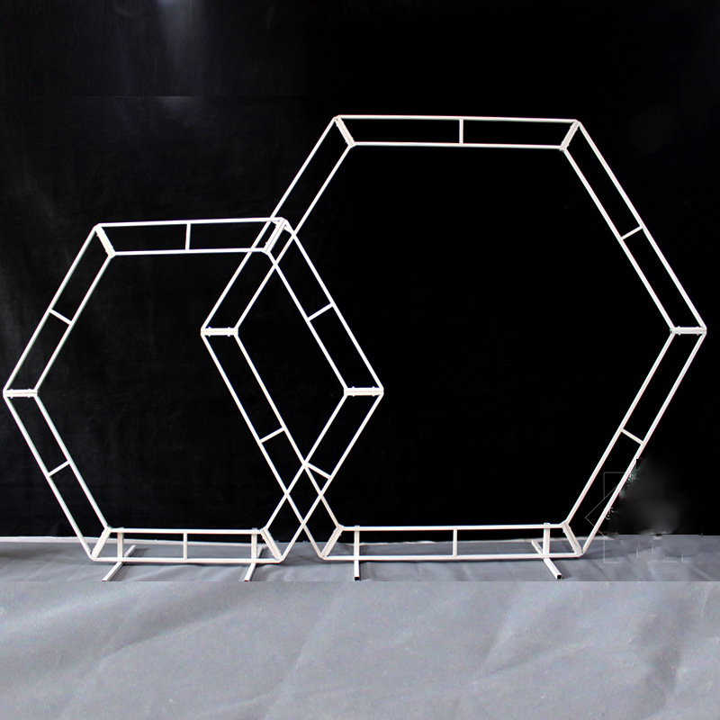 Hexagon Metal Garden Flower Wedding Arch for rental wedding stage decoration