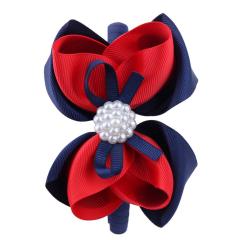 Amazon Hot Sale Colorful Children Fabric Baby Girl Pearl Bows Headbands