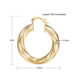 wholesale simple women fashion  thread 18K gold plated circle hoop copper earrings
