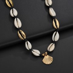 Fashion gold natural paua shell pendant choker cowrie tahitian shell necklace for women Fashion gold natural paua shell pendant choker cowrie tahitian shell necklace for women