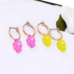 Halloween jewelry plastic pink jewelry 925 sterling silver small skull earrings
