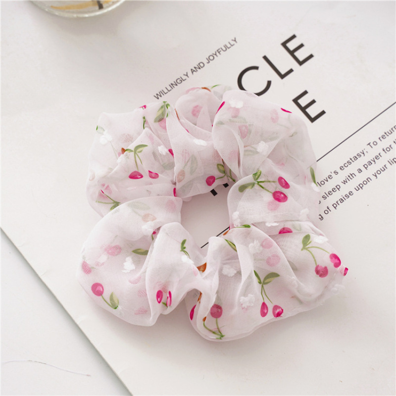 Wholesale New 2020 Korean Colorful Printed Fabric Yarn Elastic Scrunchies For Women