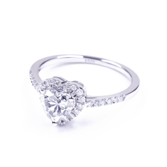 Luxury rose gold plated heart shape  925 sterling silver white gold moissanite ring