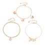 Boho Women Letters Angel Multi-layer Pink Butterfly Anklet for girls foot jewelry